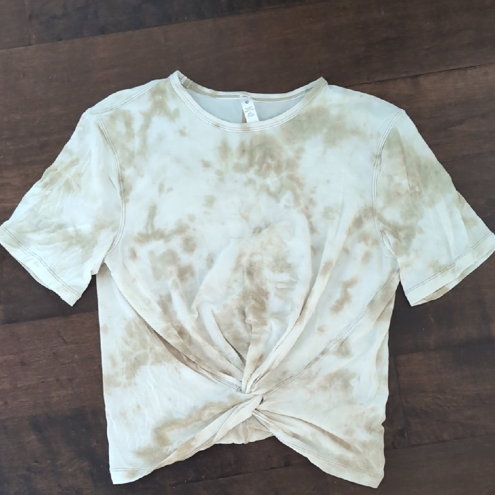 lululemon athletica Beige Tie Front Short Sleeve Tee